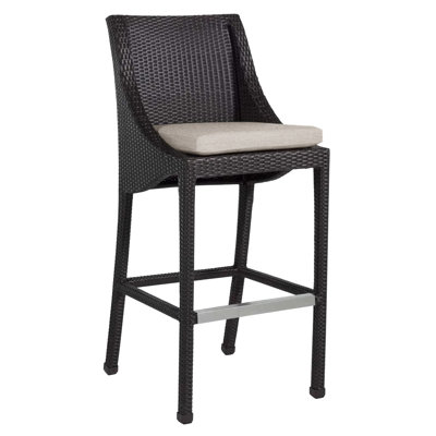 Athena Polyethylene (PE) Wicker Outdoor 30'' Bar Stool with Cushion