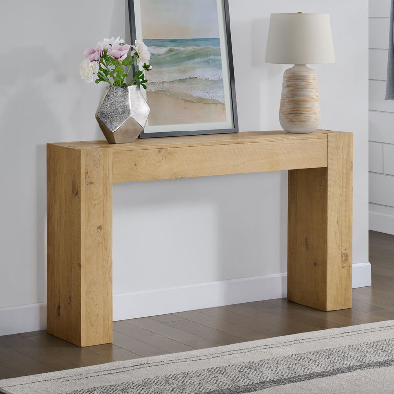  Stockyard 56" Solid Wood Console Table (Beige), Beige