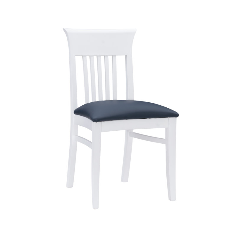 Coastal Cottage Charm White Faux Leather Dining Chairs, Set of 2
