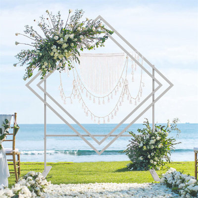 Metal Wedding Square Geometric Backdrop Stand -  LUVODI, HQ-XJ129-HULU