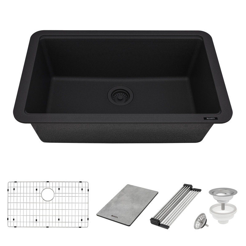 29.5'' L Double Bowl Granite Kitchen Sink, Urban Gray