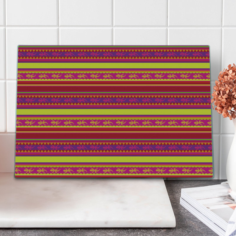 Ambesonne Mexican Cutting Board Large Vibrant Lizard Folklore Multicolor