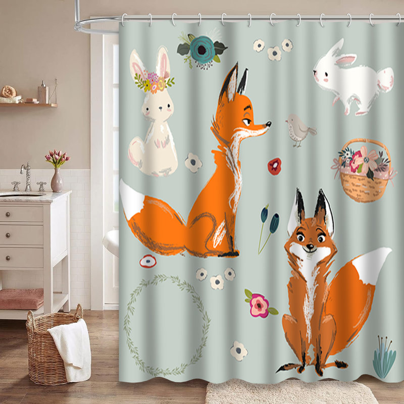 Mignon rideau de douche à motif floral avec 12 crochets, L 72 po x l 72 po