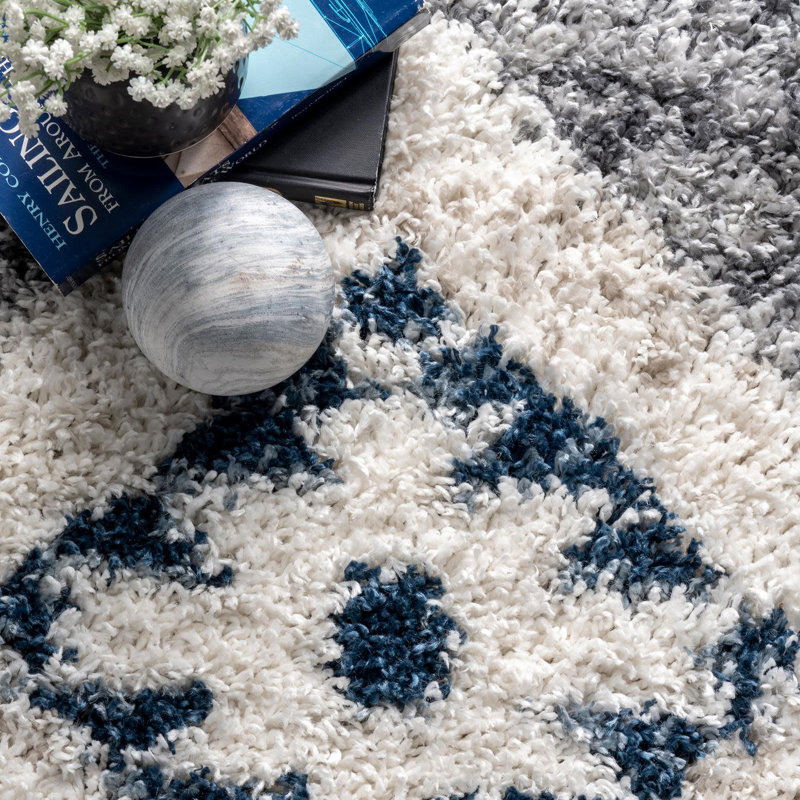 Geometric Gray Area Rug, Oval 4' x 6'