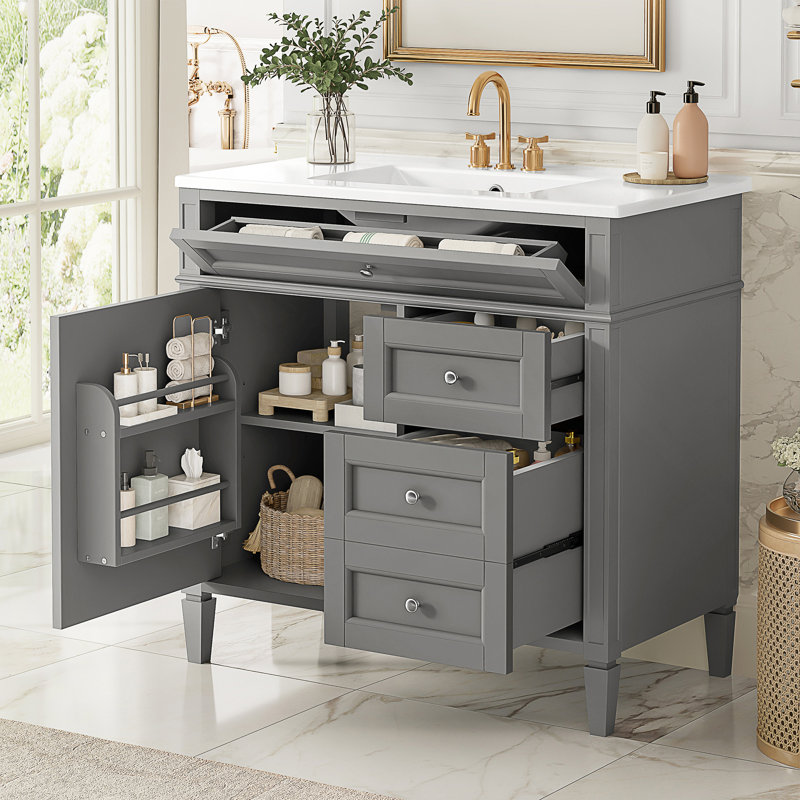 Meuble-lavabo moderne simple avec rangement spacieux et design élégant