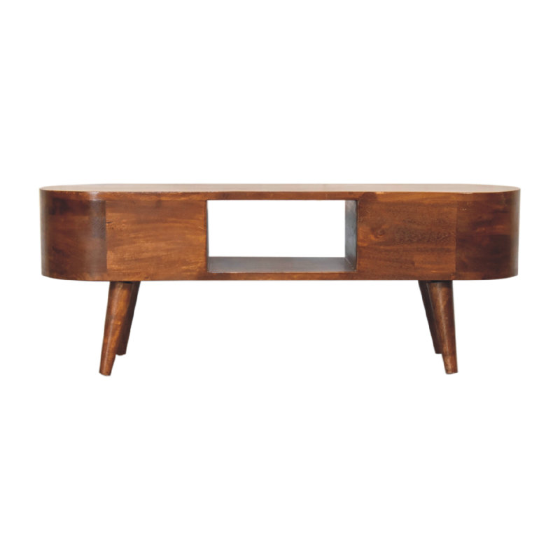 Table basse avec pieds en bois massif avec rangement Capricorni