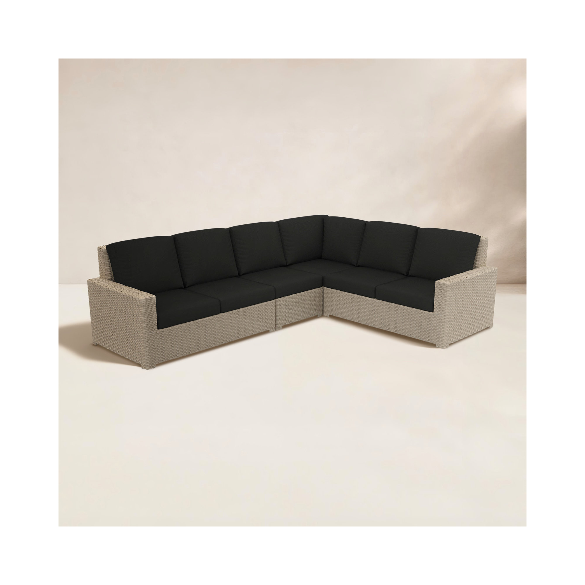 Henri 116" Wide Outdoor L-Shaped Patio Sectional with Cushions, Sunbrella Canvas Black