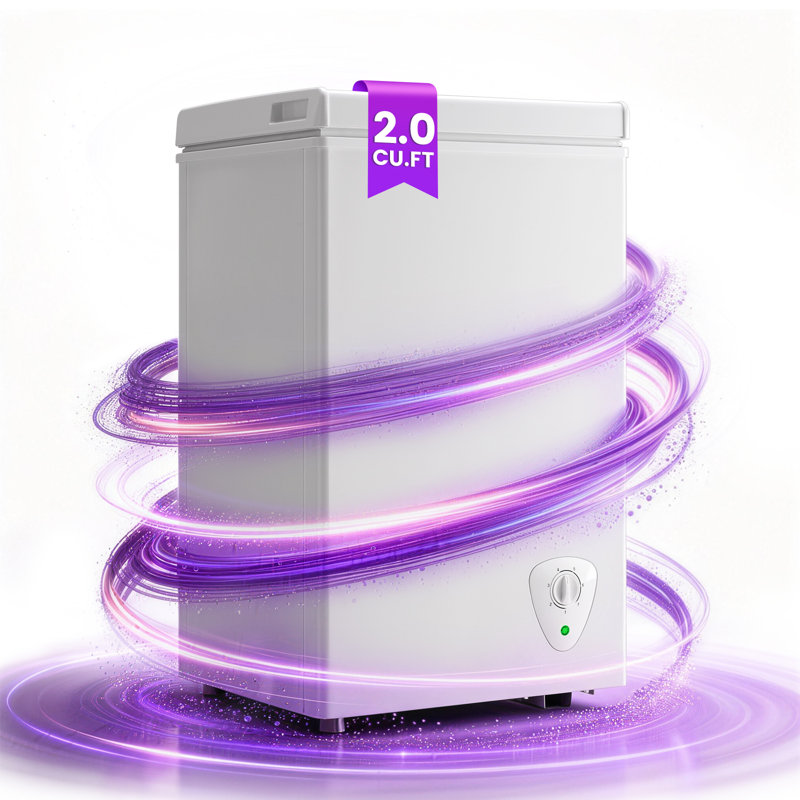 2.0 Cubic Feet Chest Freezer With 2 Removable Baskets Free Standing Top Open Door Compact Deep Freezer With Adjustable Temperature For Home/Kitchen/Office/Bar