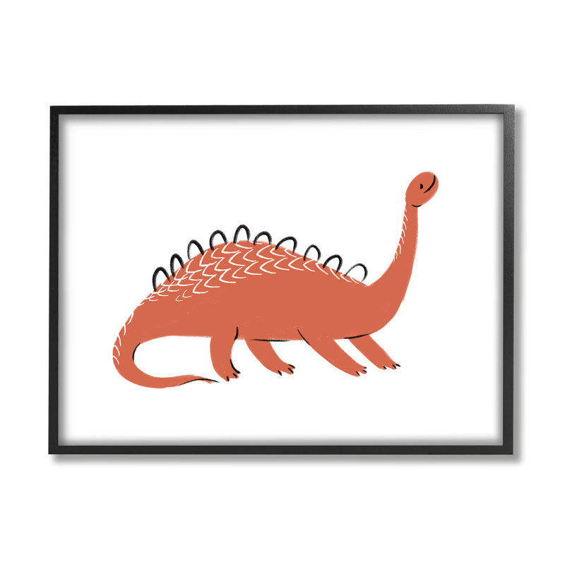 «Sourire de dinosaure rouge à long cou, reptile pour enfants» par Ziwei Li - impression, H 14 po x l 11 po x P 1,5 po