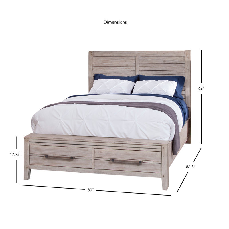 Navin Slat Storage Bed, King, White Washed