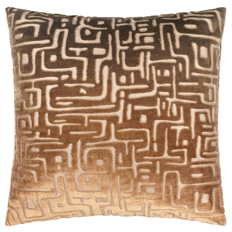 Soren Geometric Square Cushion, Brown, Polyester