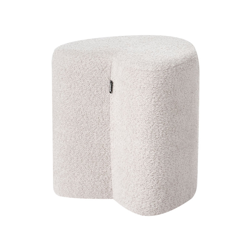 40cm Wide Heart Solid Colour Pouffe Ottoman, Beige
