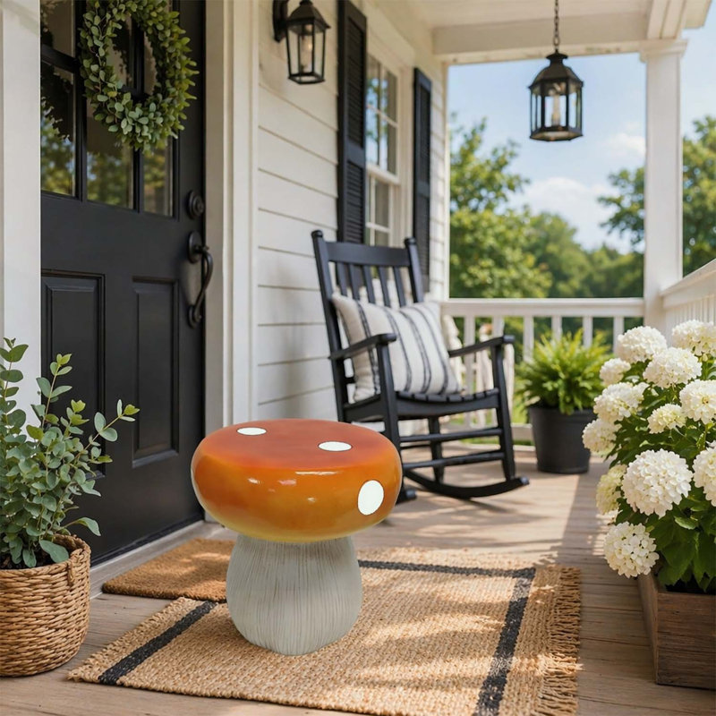 Statue de modèle champignon, tabouret de jardin en résine pour l'extérieur, table d'appoint pour l'extérieur, Orange