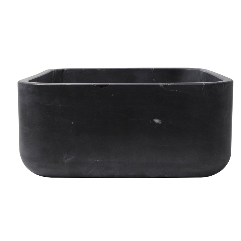 Barclay Maxton 15.75'' Stone Square Bathroom Sink, Honed Black Forest Marble
