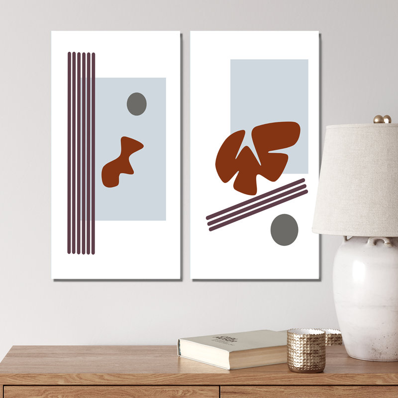 «Bohemian Mid Century Geometric Typographie VII», ensemble de 2 impressions, Toile tendue, H 20 po x l 24 po x P 1 po