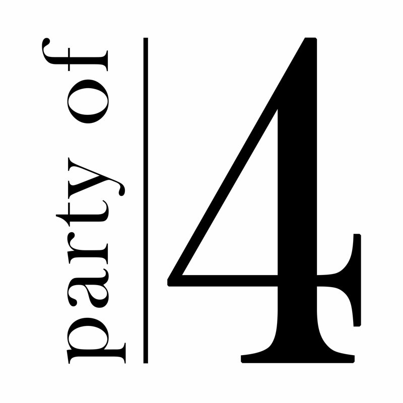 Party of Four on White - Toile tendue, art textuel, H 12 po x l 12 po