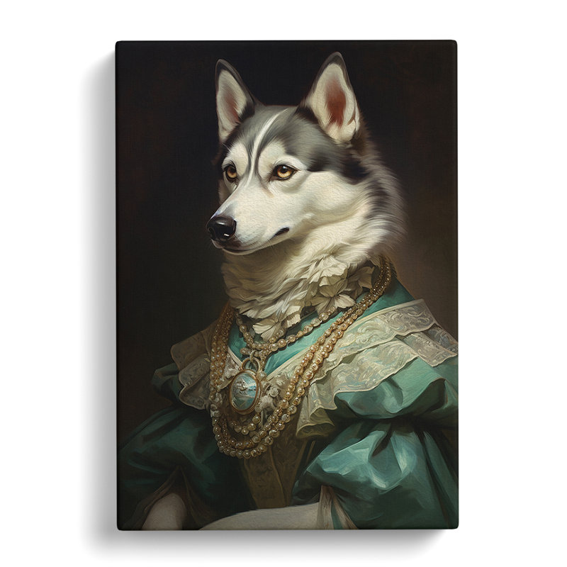 Husky Rococo Art - Wrapped Canvas, 60cm H x 40cm W x 3cm D