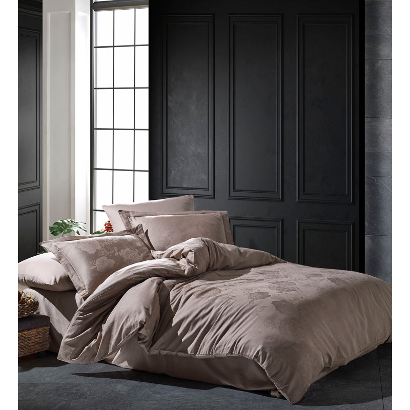 Ensemble de housse de couette moderne et contemporaine 100% coton Santa Marina, Beige