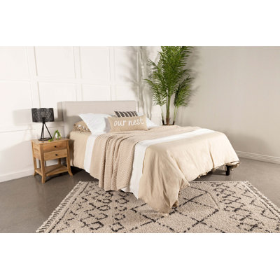 Barbel Upholstered King Panel Headboard Sand