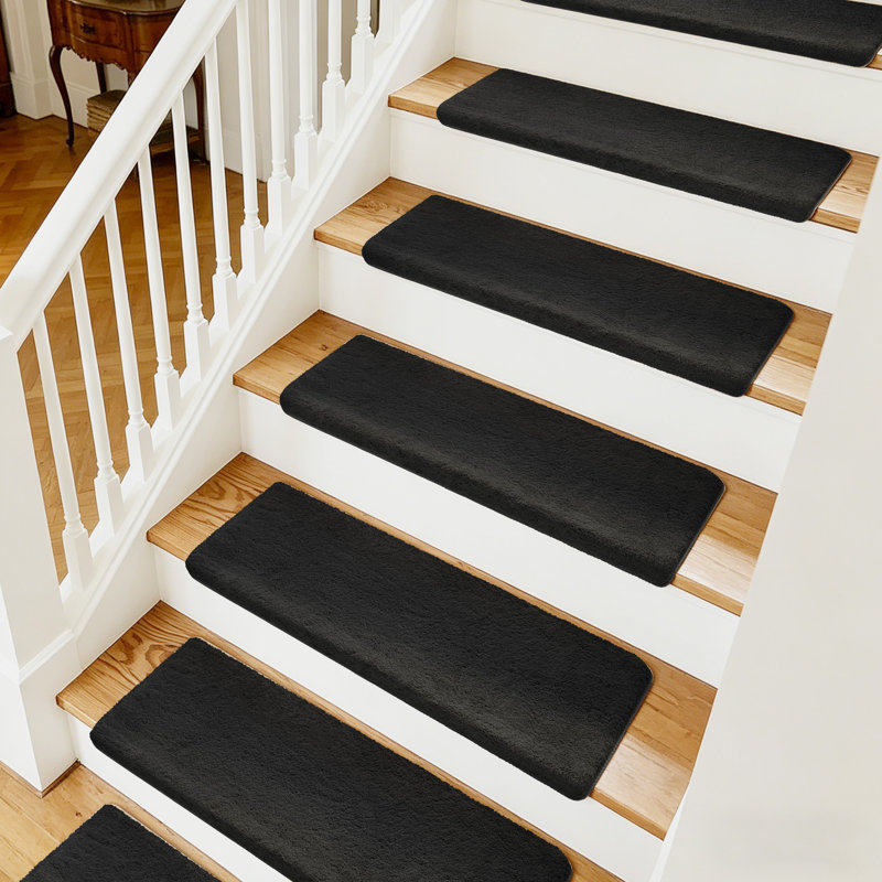 Tapis d'escalier intérieur antidérapant Scarlettrose, Noir, 16