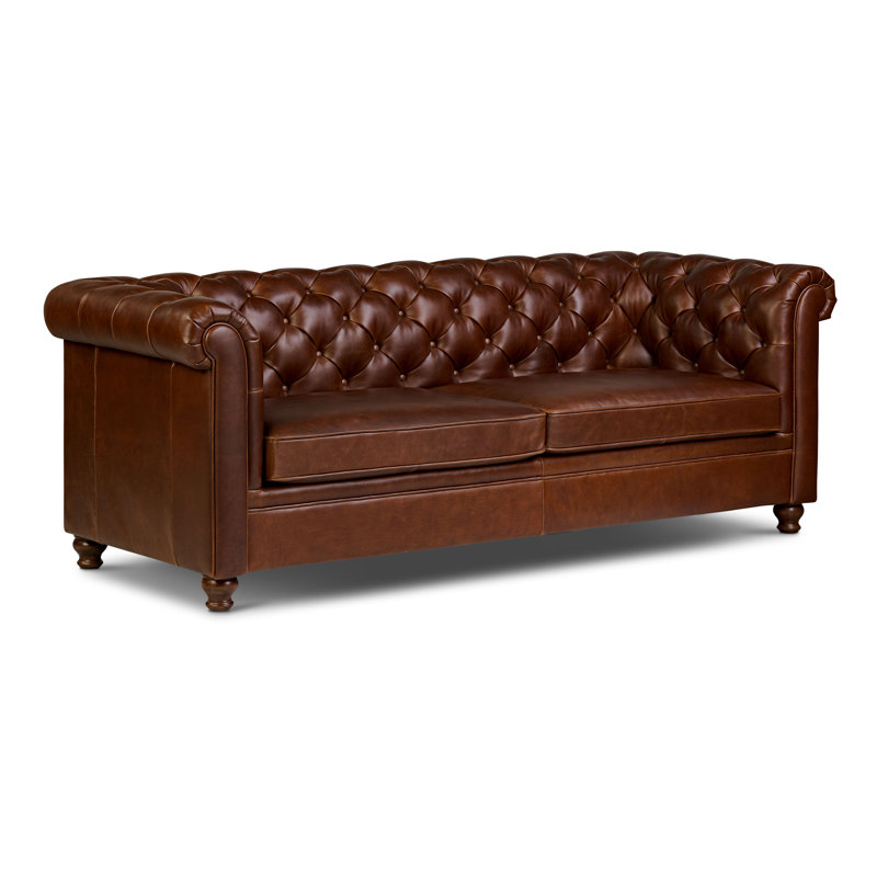Lyon Full-Grain Genuine Italian Leather Sofa, Oscuro Brown