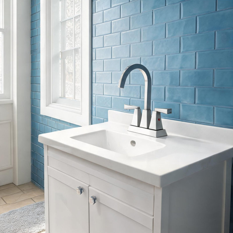 Robinet de lavabo de salle de bain moderne avec 2 poignées et bonde escamotable, finition en métal nickel brossé