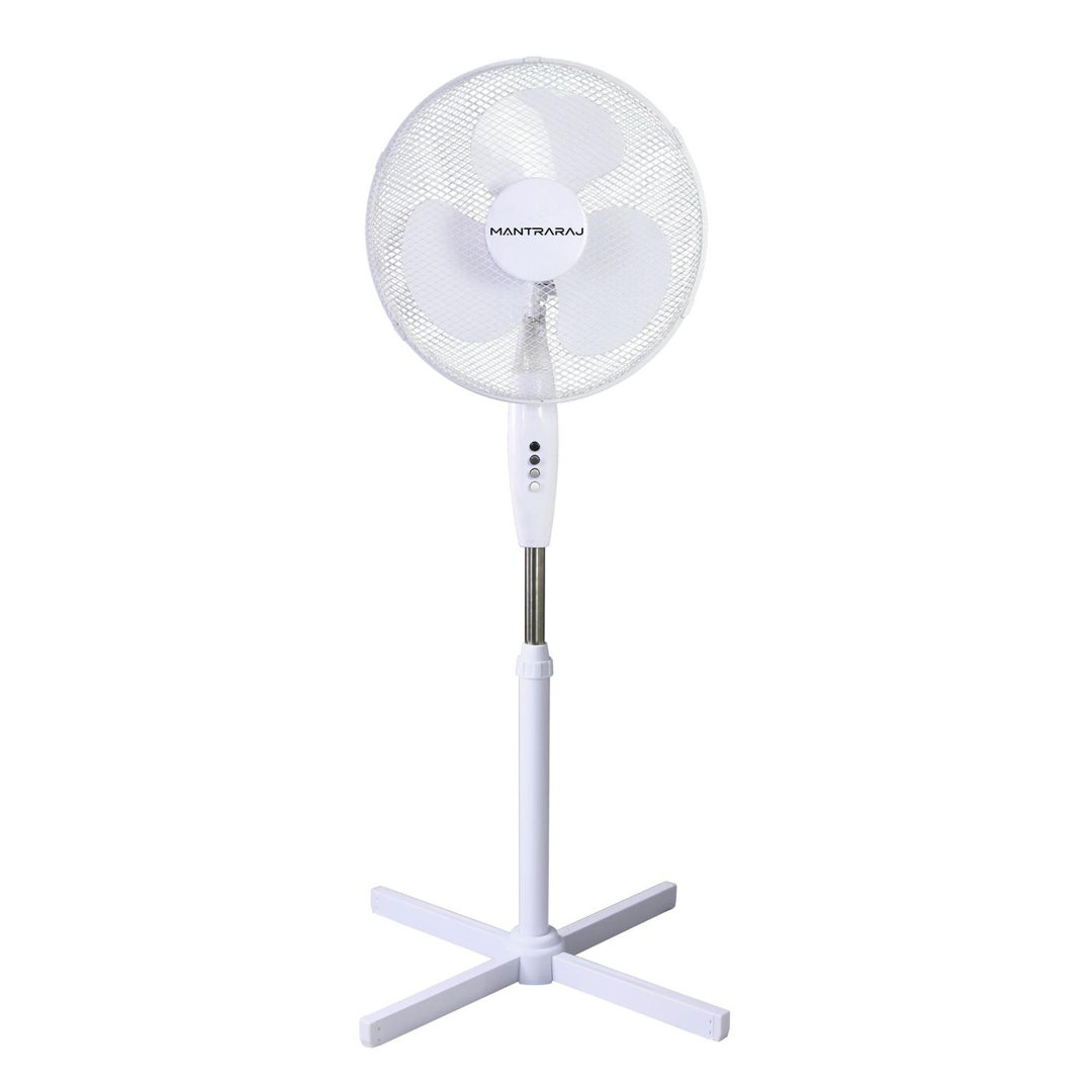 Mantraraj 51.2cm Oscillating Pedestal/Standing Fan 3 Speed Settings White Floor Fan
