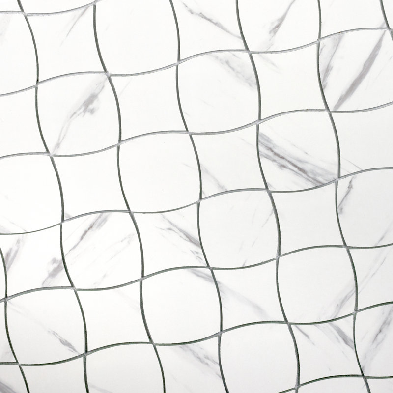 Art Deco White 3" x 3" Glass Mosaic Tile
