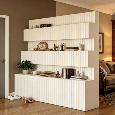 Cloison pliante à plusieurs niveaux en papier alvéolé accordéon, autoportante et pliable, modulable et décorative, idéale pour la maison, le salon, le salon de thé et les kiosques d'exposition. Dimensions : H 240 cm × L 300 cm × P 52 cm (version 2 niveaux).