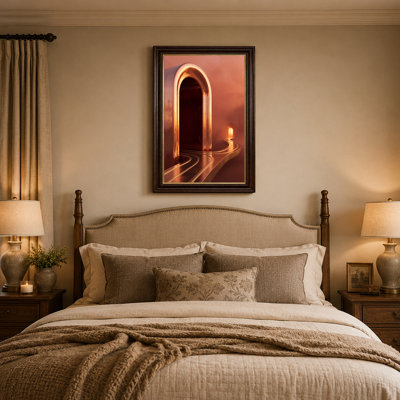 Art mural sur toile Futuristic Bronze Archway And Curved Path