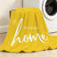 Jeté en molleton jaune ultra doux en flanelle, inscription Home Sweet-130086382