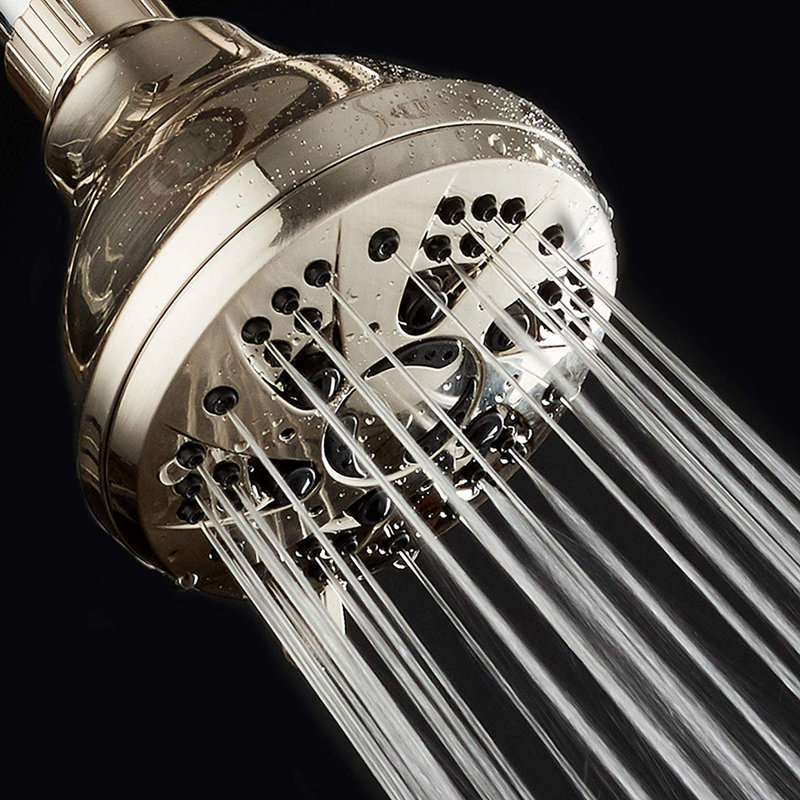 Brushed Nickel Adjustable 6-Setting Wall Mounted Shower Head