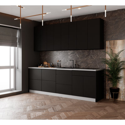 WALLKITCHENS FK-FUSION 103 W x 24 D x 96 H Medium Density Fiberboard (MDF) Modern Full Kitchen in Finition mate 