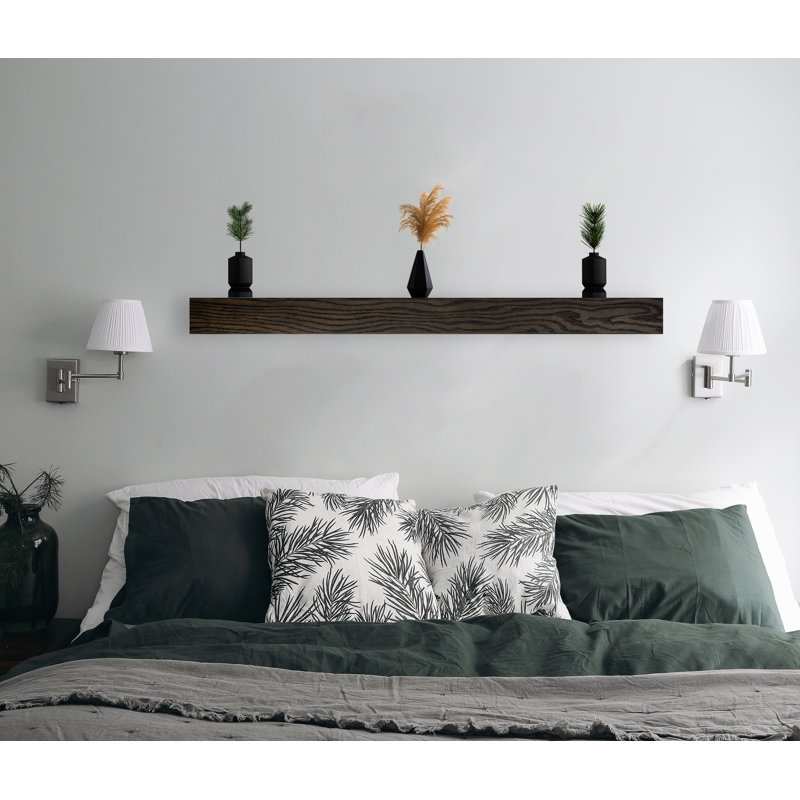 Tablette d'appoint en bois massif Britan, Ébène, H 4 po x l 58 po x P 7 po