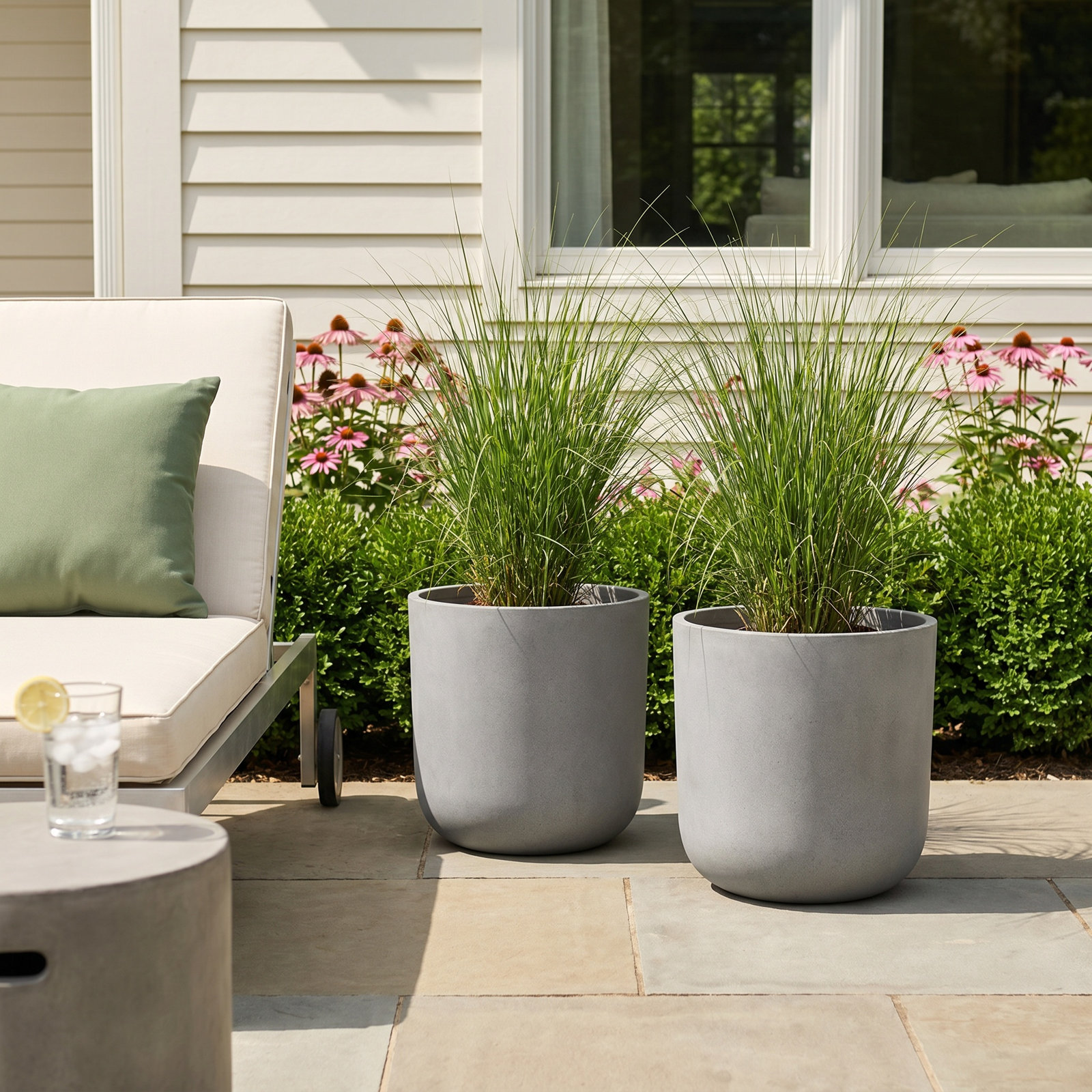 Mason Series Pot Planter, Gray, 2, 19.75" H x 18.5" W x 18.5" D