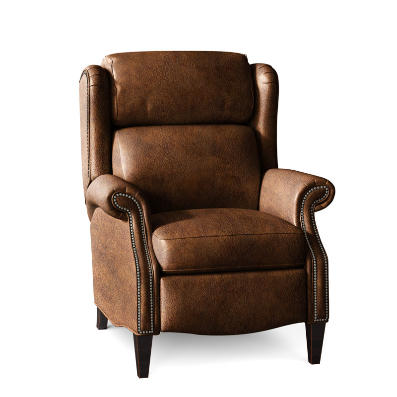 Miller Recliner, No Nailhead, Plantation, Anilina Cacao Genuine Leather