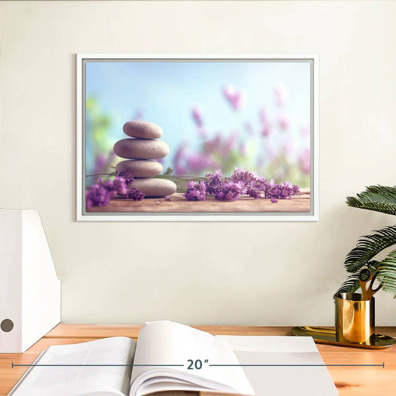 Lavande zen, Cadre flottant blanc, 13 po x 9 po