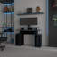 Blue Accents Minimalist Gaming Desk with Elevated Monitor Shelf