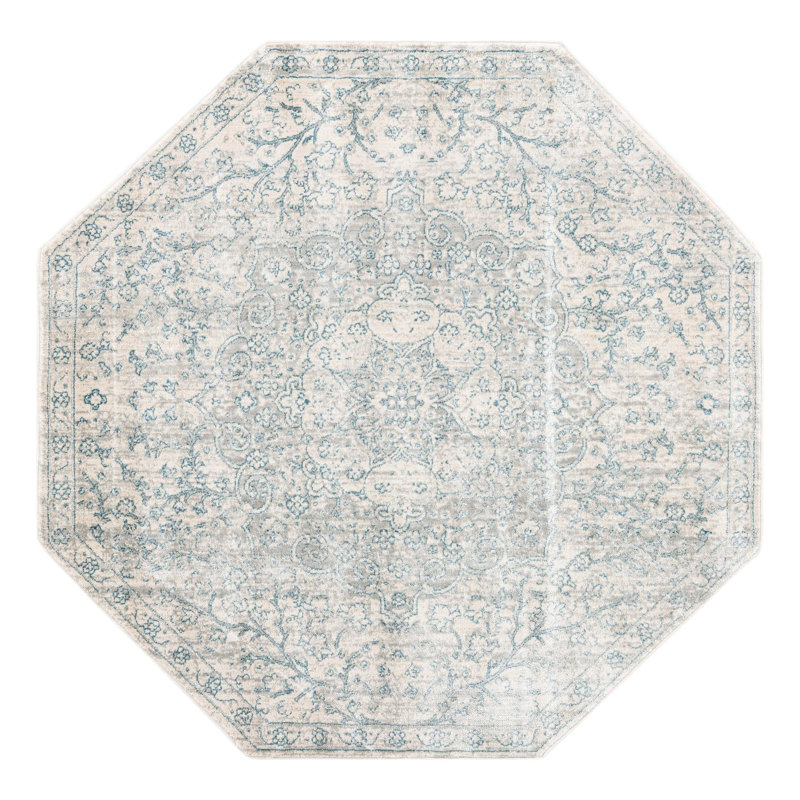 Tapis oriental gris / ivoire Kaleigh, Octogone 4 pi x 4 pi