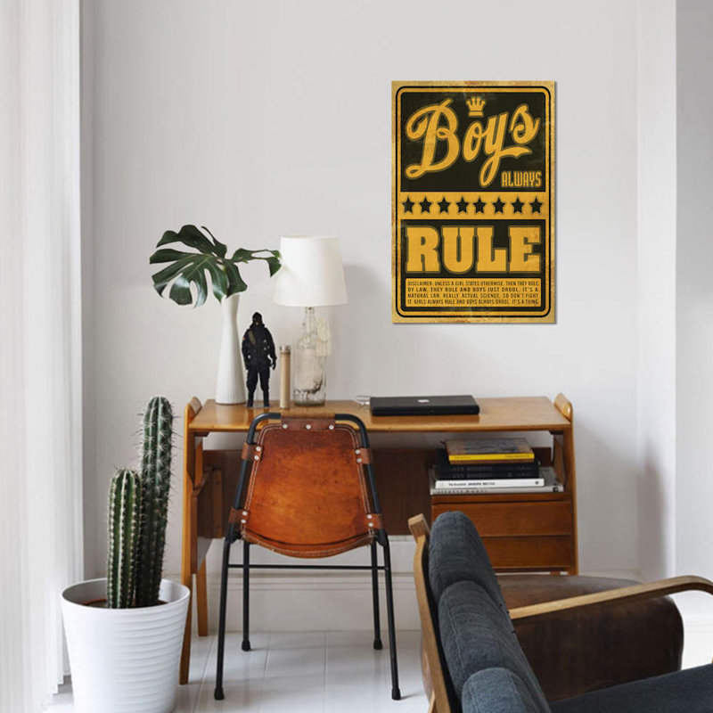 « garçons rule », reproduction d’impression sur toile, H 26 po x l 18 po x P 1,5 po, Toile tendue, Pas de tapis