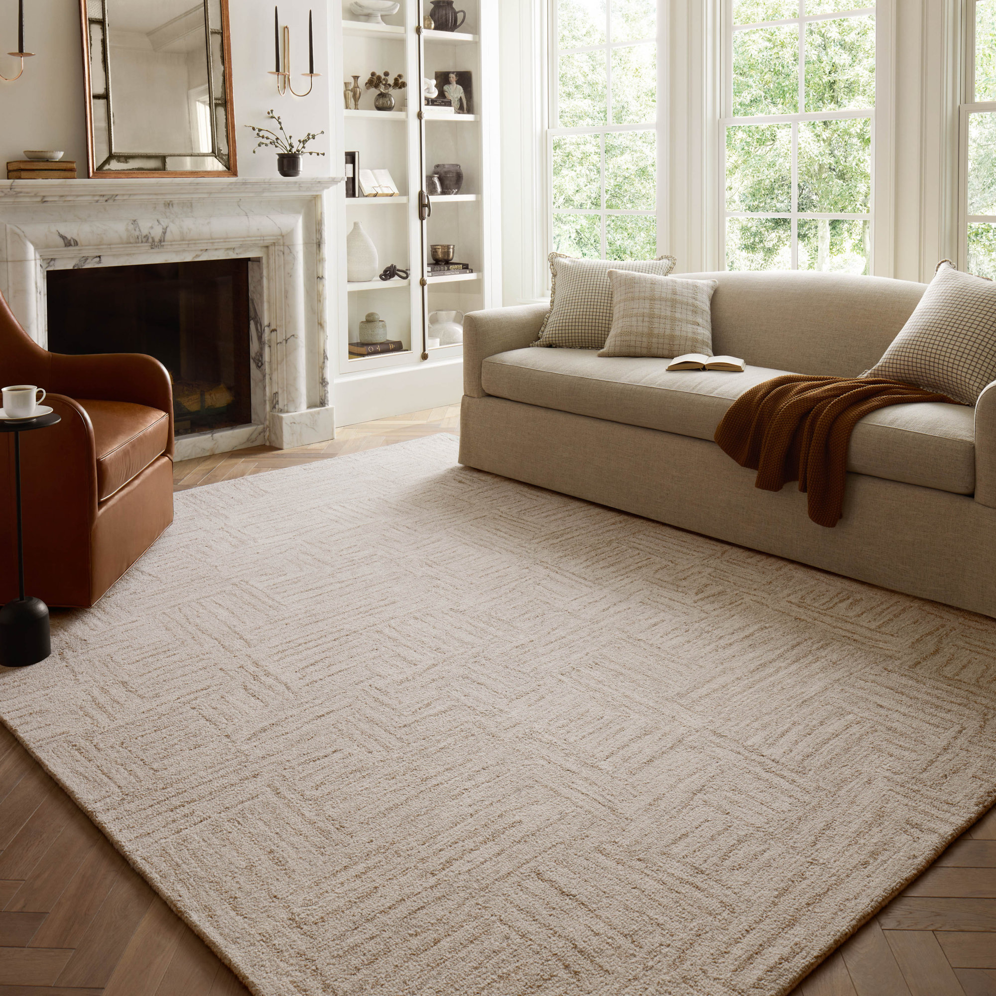 Chris Loves Julia x Loloi Polly Smoke / Sand Area Rug, Rectangle 7'9" x 9'9"