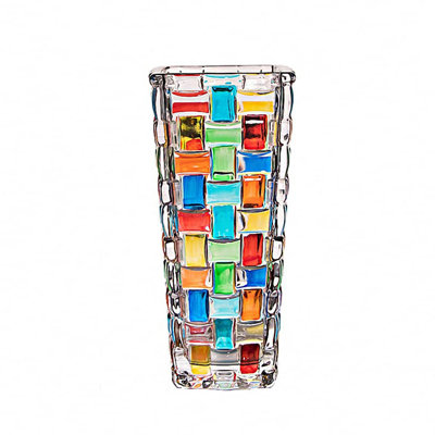 7.7-inch hand-painted woven glass vase