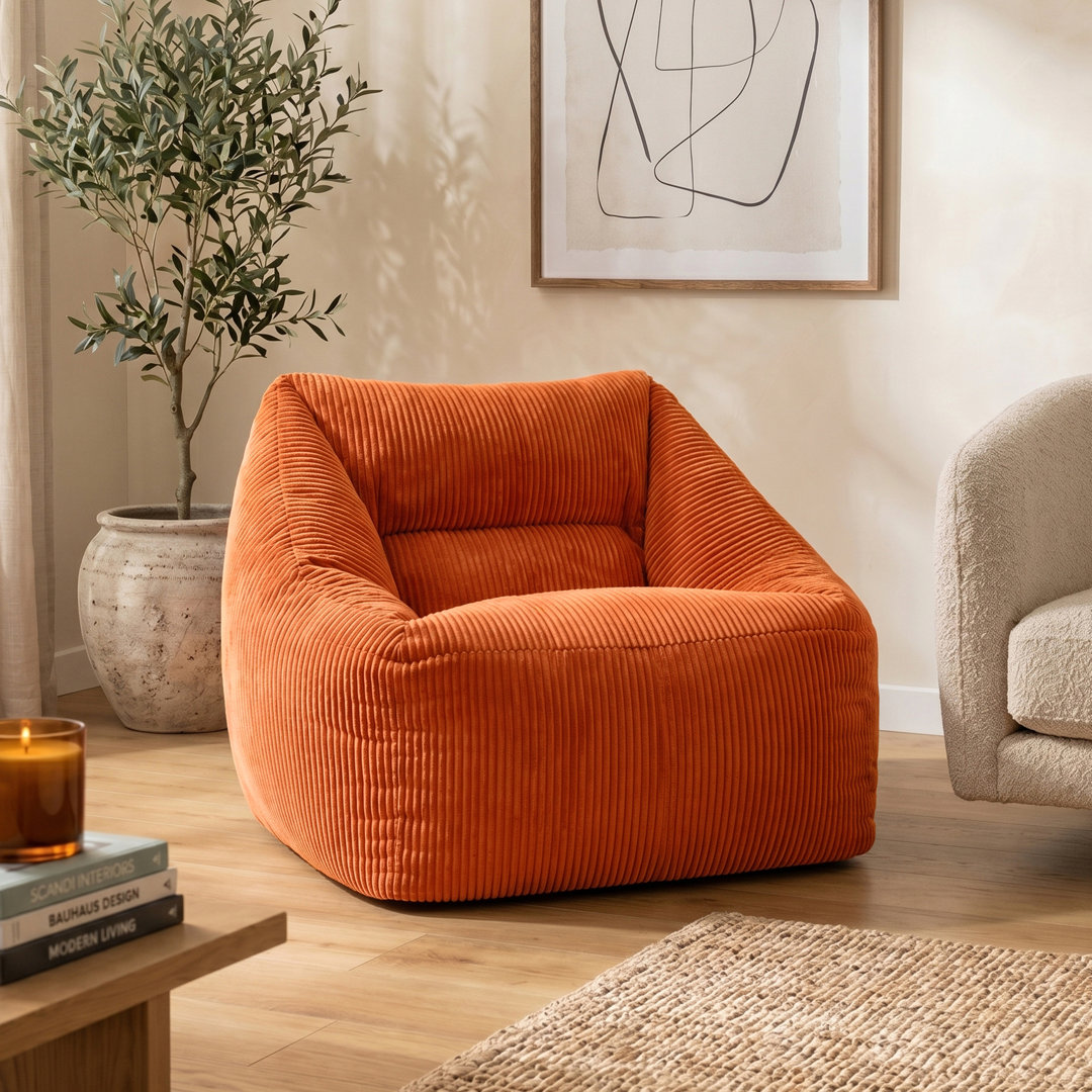 icon Natalia Corduroy Armchair Bean Bag, Charcoal Grey