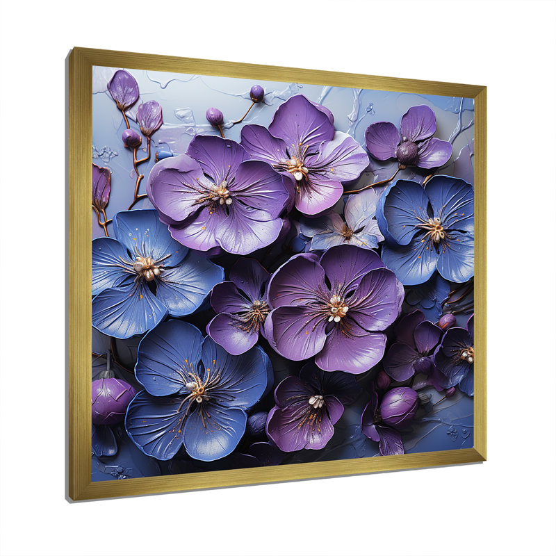 Royal Elegance - Violets, reproduction d'art mural, Cadre doré simple, H 36 po x l 36 po x P 1,5 po