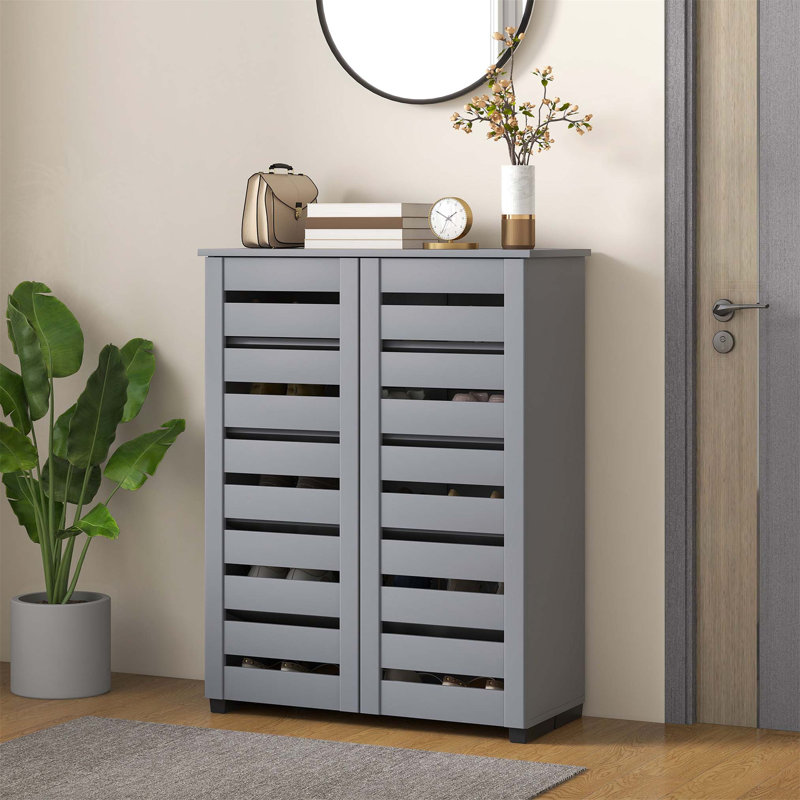15 Pair Shoe Storage Cabinet, Grey