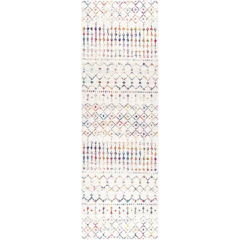 Amanti Moroccan Power Loom Performance Multi Colored Rug, Runner 2'6" x 14'