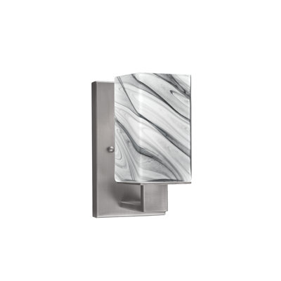 Applique murale Apollo montrée en finition graphite avec verre tourbillon onyx carré de 3,5 po