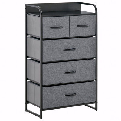 Armoire, tissu en bois, rangement de tiroir, commode à 5 tiroirs, commode à 4 niveaux pour entrée de chambre à coucher, unité de tour avec plateau en bois
