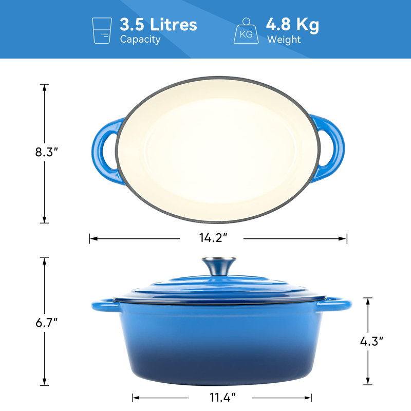 Cocotte ovale émaillée 4,5 pte, Bleu très foncé