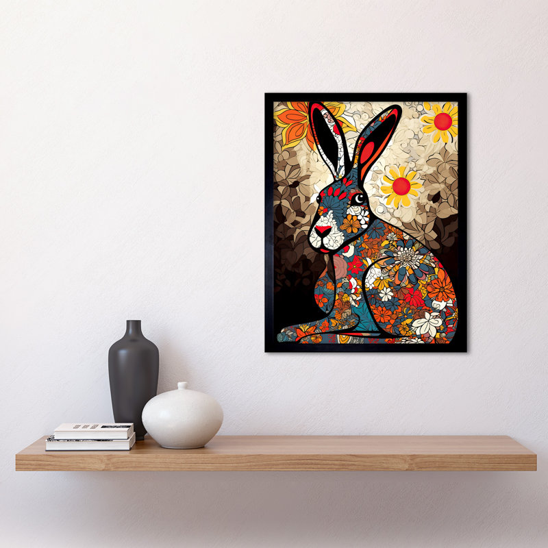 Alceo The Floral Hare Flower Power Pattern Psychedelic - Single Picture Frame Print